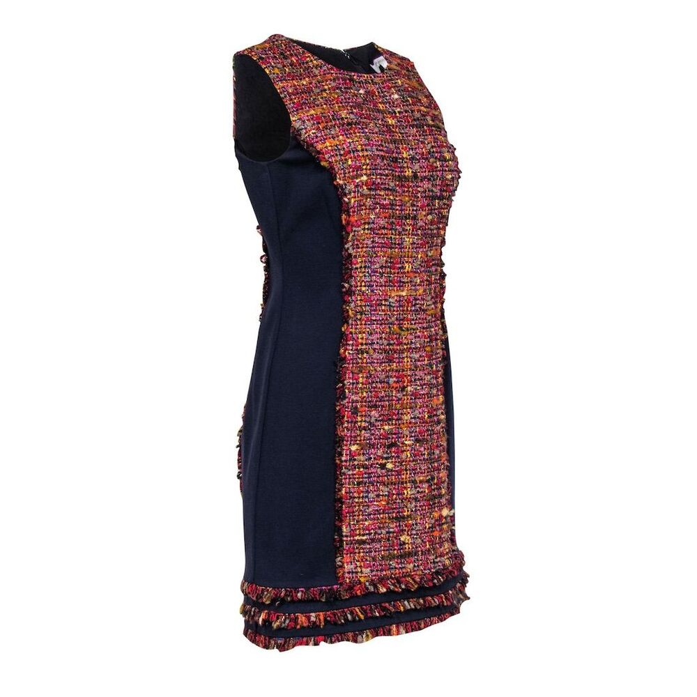 Diane von Furstenberg Jacey Tweed Shift Dress M Multicolor Sleeveless - Picture 4 of 6